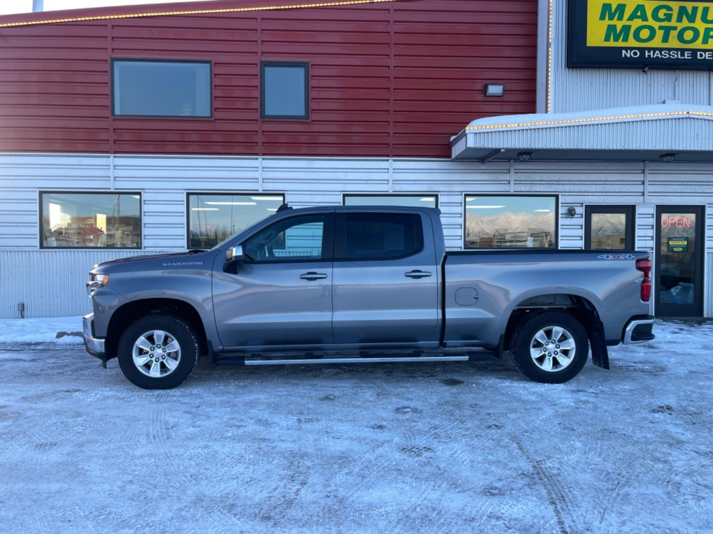 2021 Silver Chevrolet Silverado 1500 LT Crew Cab 4WD (3GCUYDED0MG) with an 5.3L V8 OHV 16V engine, 6A transmission, located at 1960 Industrial Drive, Wasilla, 99654, (907) 274-2277, 61.573475, -149.400146 - Photo#2